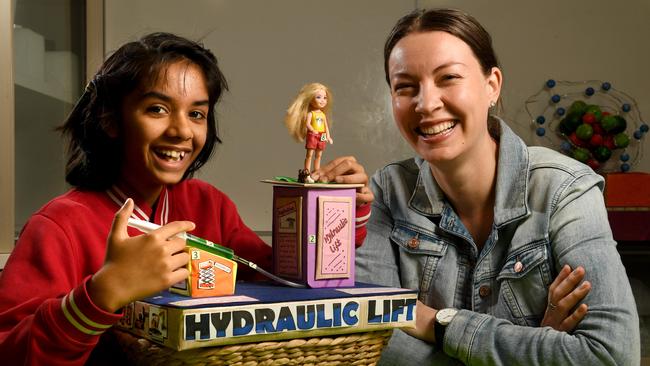 Richmond Primary School Year 4 student Prisha Jaiswal with teacher Maree Moore. Picture: Tricia Watkinson