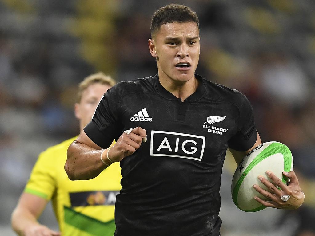 Will Warbrick representing New Zealand during the Oceania Sevens Challenge in 2021. Picture: Ian Hitchcock/Getty Images