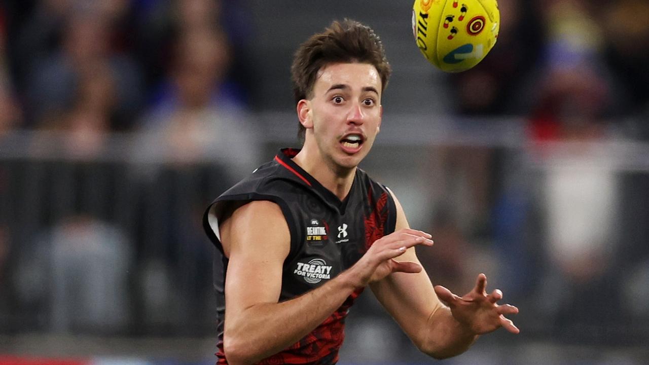 Nic Martin in the clear for the Bombers. Picture: Will Russell/AFL Photos via Getty Images