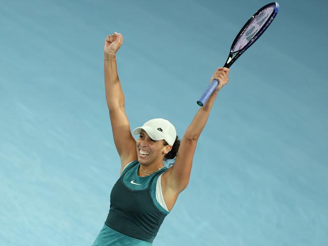 Keys celebrates winning her first grand slam. Picture: Getty Images