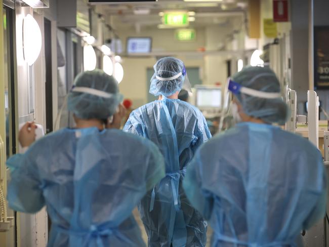 Royal Melbourne Hospital COVID nurse unit manager Grace Carroll in the COVID ward.                      Picture: David Caird