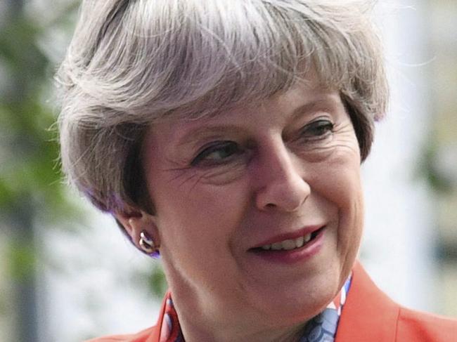 Britain's Prime Minister Theresa May arrives at Sky studios to take part in a general election broadcast, in London, Monday May 29, 2017. Britain will hold a general election on June 8.  (Stefan Rousseau/PA via AP)