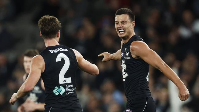 Jack Silvagni was on fire against the Power. Picture: Daniel Pockett/Getty Images