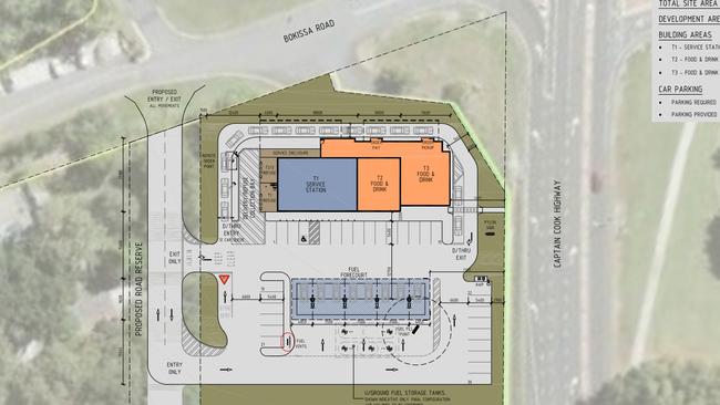 Plans for a new service station, fast food and mixed use business centre on the site of the former Cairns Tropical Zoo at the corner of Bokissa Rd and the Captain Cook Highway beside the Palm Cove turnoff. PICTURE: SUPPLIED