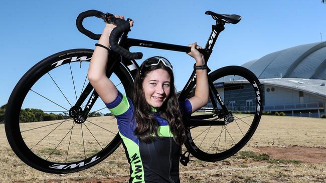 Darwin cyclist Kaylee Dunn is preparing to race at the SA/NT Junior Cycling Championships this weekend in Adelaide. The event will be live streamed by The Advertiser. Picture: Sarah Reed