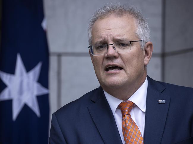 Prime Minister Scott Morrison during a national cabinet press conference in Parliament House Canberra. Picture: NCA NewsWire/Gary Ramage