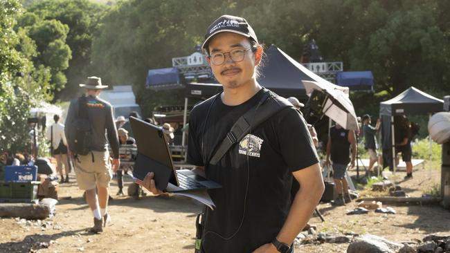 Assistant to Ron Howard, Genki Yamasaki, on the set of Eden at the Gold Coast. Photo: Jasin Boland.