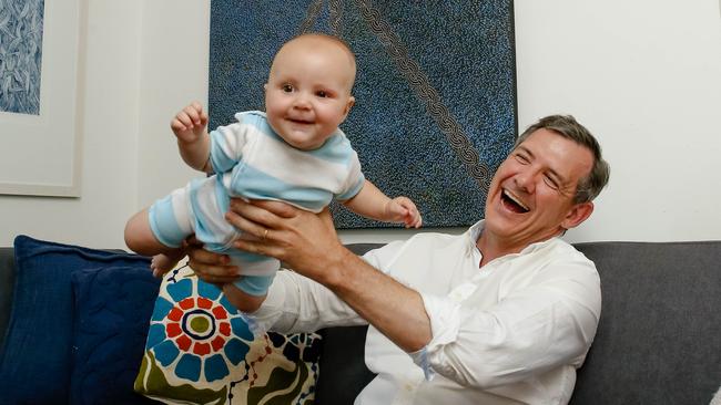 Hudson – the name of Chief Minister Michael Gunner’s son, pictured – made the most popular boys’ names list in the NT for 2020. Picture: Glenn Campbell