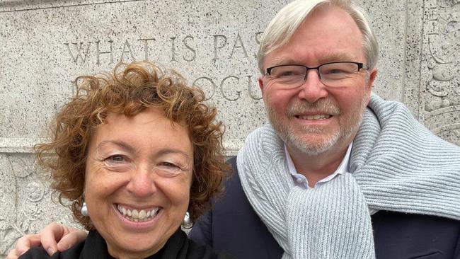 Kevin Rudd, pictured with wife Therese Rein outside the National Archives in Washington DC, starts his new role as the Australian Ambassador to the US. Picture: Twitter