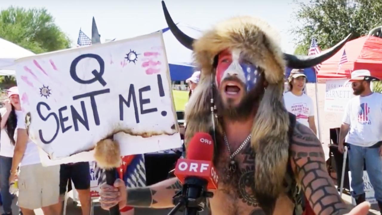 Jake Angeli, a pro-Trump rioter who stormed the Capitol. Picture: ORF