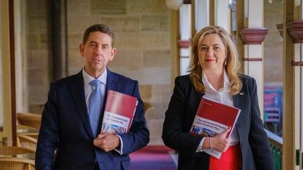 Queensland Treasurer Cameron Dick and Premier Annastacia Palaszczuk with the 2022-23 budget. Picture: supplied.