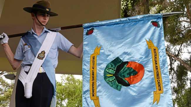 A ceremony which dates back to medieval times was re-enacted at Saturday when air cadets challenged the Richmond Police District for the freedom of the city of Lismore.Crowds lined the streets proudly looking on as Air Force Cadets from Lismore's 326 Squadron marched through the streets as part of the Freedom Of Entry for the first time in 75 years. Picture: Jasmine Burke