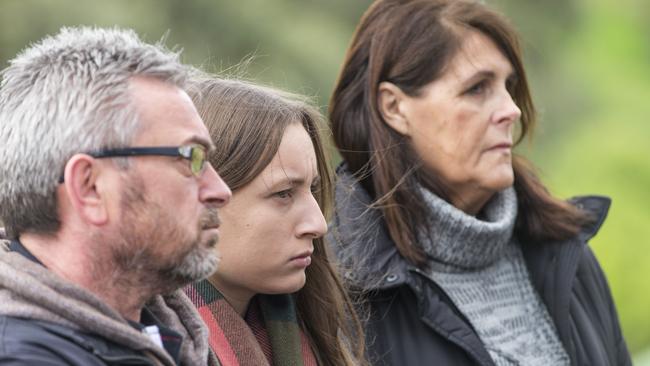 Members of Karen Ristevski's family arrive at Canning Reserve in Avondale Heights, during the hunt for the missing mum. Picture: Eugene Hyland