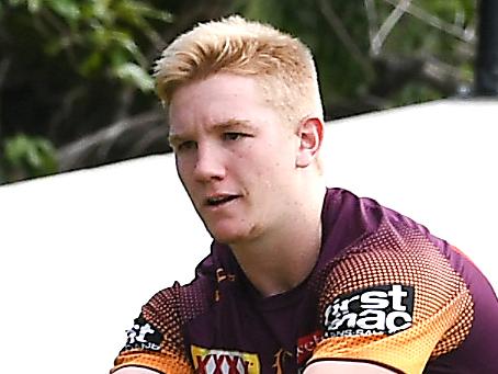 Tom Dearden at training. Brisbane Broncos training at the Clive Berghofer centre. Monday April 15, 2019. (AAP image, John Gass)