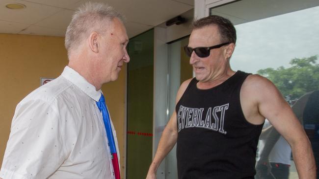 Courts - Former Onkaparinga councillor Rob de Jong has been charged with stalking and breaching an intervention order arrives at Christies Beach Magistrates Court, yelled at by Stuart, the partner of alleged victim. 22nd October 2024 Picture: Brett Hartwig