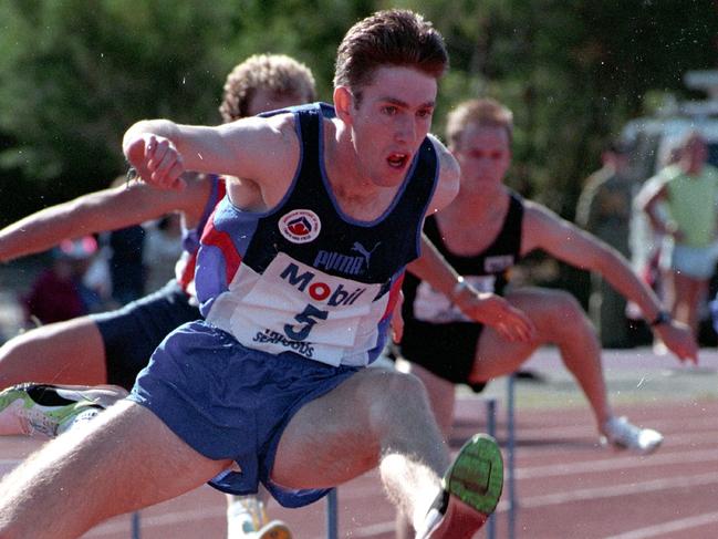 Simon Hollingsworth during his hurdling career. Picture: Supplied