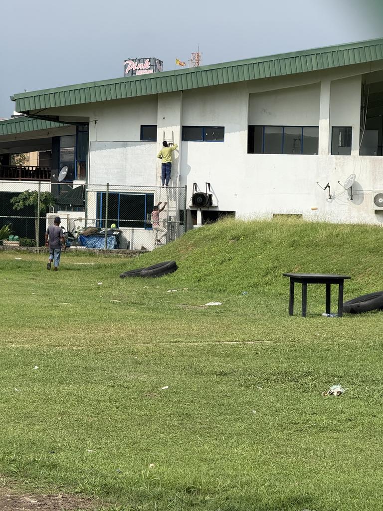 A fresh coat of paint to Galle stadium. Picture: MB Miller