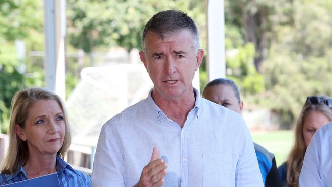 Shadow Minister for Sport Tim Mander during a media conference at Pine Rivers Football Club. Picture: Liam Kidston.