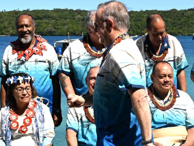 Australian Prime Minister Anthony Albanese arrives as other Pacific leaders wait ahead of a family photograph during the leaderÃ¢â¬â¢s retreat during the 53rd Pacific Islands Forum Leaders Meeting in VavaÃ¢â¬â¢u, Tonga, Thursday, August 29, 2024. Leaders from Pacific Island nations are gathering in Tonga for the 53rd Pacific Islands Forum Leaders Meeting. (AAP Image/Lukas Coch) NO ARCHIVING