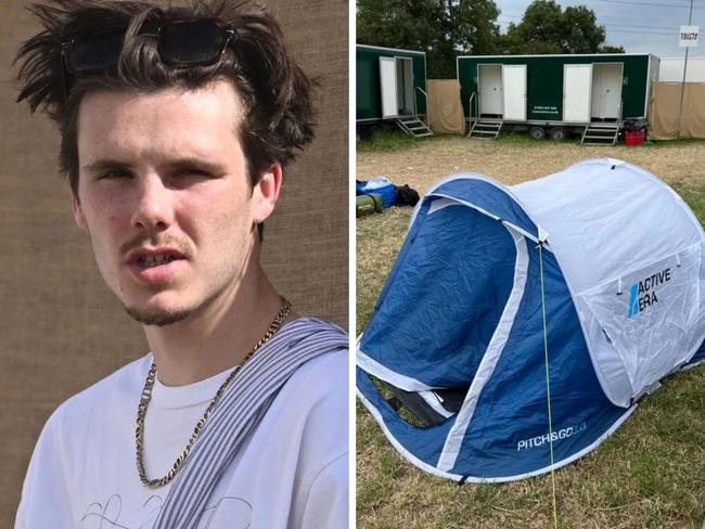 Cruz Beckham's humble Glastonbury tent set-up.