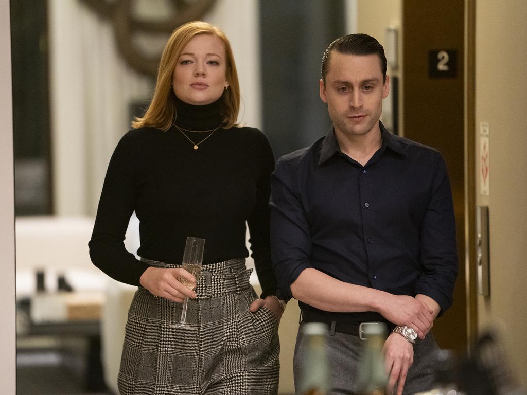 Kieran Culkin scored for the brilliant Succession, but Aussie Sarah Snook (right) missed out. Picture: Foxtel.