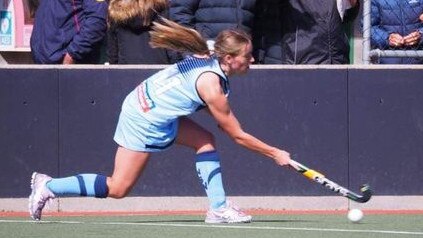 Ashleigh Ensbey in action for NSW State at the 2020 Australian Under-18 Girls Hockey Championships at Launceston on Friday, 16th April, 2021.