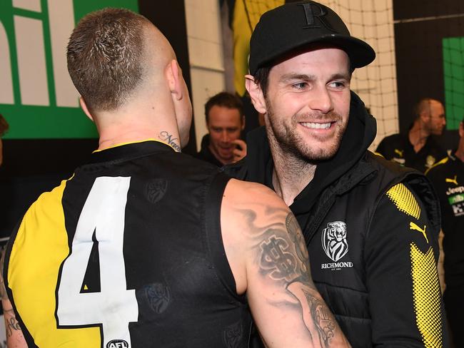 Trent Cotchin had to watch the Dusty show from the sidelines last week. Pic: AAP