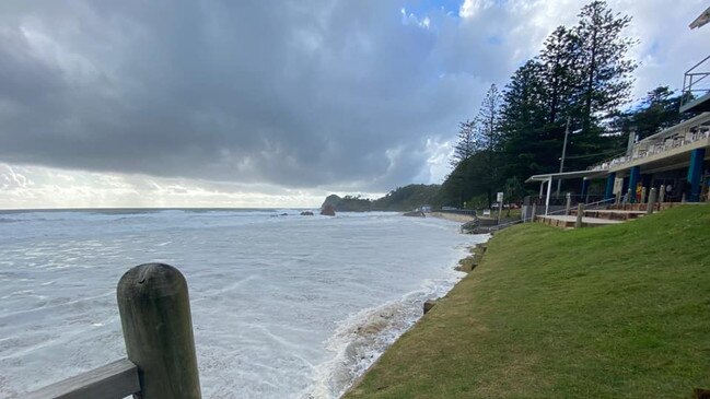 Flynn‘s Beach at Port Macquarie has also experienced high tides, as shown in this photo from Monday, January 3. Picture: Penny Kraemer