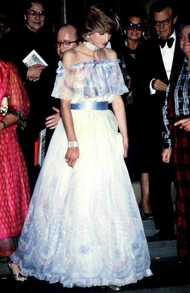 Diana’s Style: 1981 - A shy Princess of Wales attends a gala recital evening at the Victoria and Albert Museum. She is wearing a dress by Bellville Sassoon, and looking very thin and pale. Picture: Getty