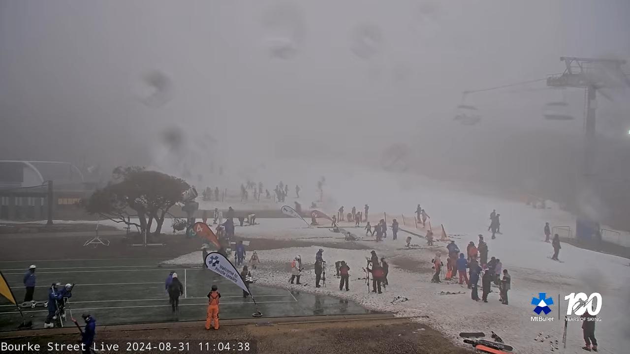 Mount Buller’s Bourke Street snow cam on Saturday morning.