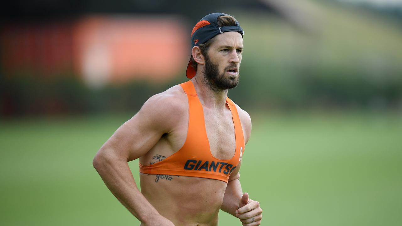 GWS Giants player Callan Ward takes part in a training session at Giants HQ in January.