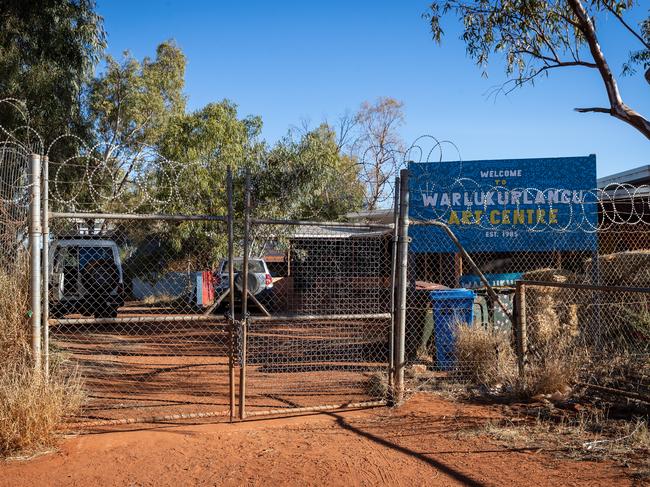 Razor wire on fencing around the art centre in Yuendumu.
