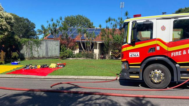 Multiple fire crews were called to a house fire in Buderim on Tuesday afternoon. Photo: Jorina Maureschat