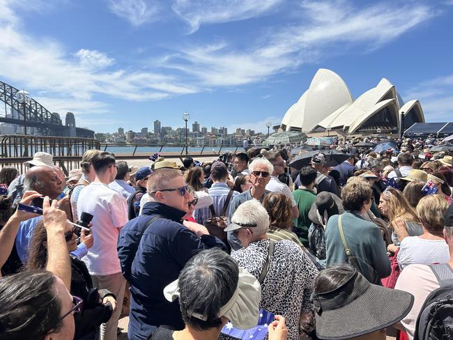 An estimated 10,000 people gathered to meet the royals at the Sydney Opera House. Picture: Adelaide Lang / NewsWire,