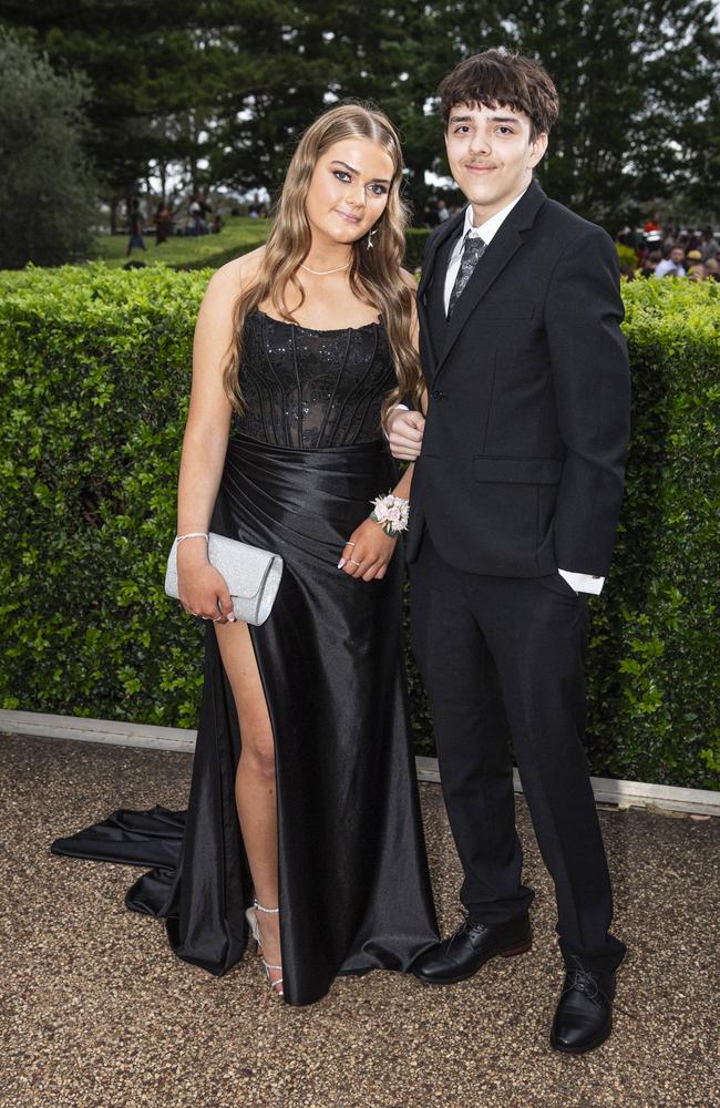 Emma Hay and Alejandro Bernal at Centenary Heights State High School formal at Picnic Point, Friday, November 15, 2024. Picture: Kevin Farmer