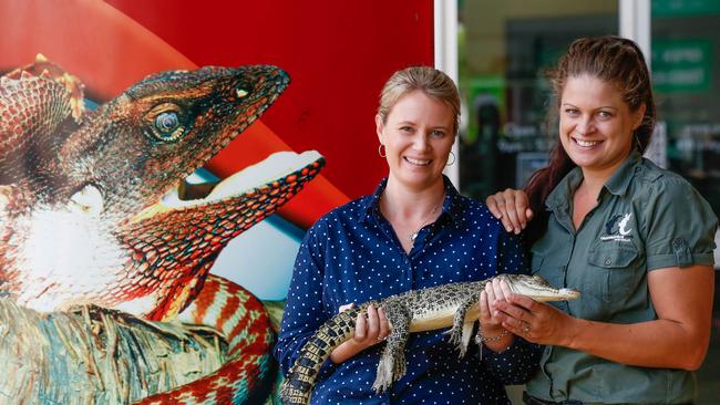 Croc Cove General Manager Penny Eckel (L) , with recipient of job keeper Animal Manager Charlotte Price. Picture GLENN CAMPBELL