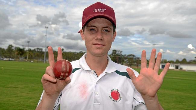 Sean Bryson after a match-winning seven wickets for reserve-grade premiers Allora. Picture: Gerard Walsh