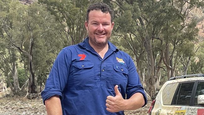 Andrew 'Cosi' Costello with the goat meat and shooting his TV show in the Flinders Ranges.