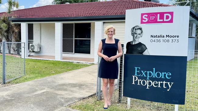 Explore Property sales agent Natalia Moore at 2 Halliday St, Kirwan, where there was huge surge in buyer interest. Picture: Supplied.