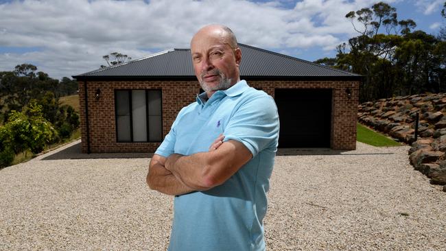 Enrico Sgarbi pictured at his newly-built home, after the Cudlee Creek bushfire destroyed his old one. Picture: Tricia Watkinson