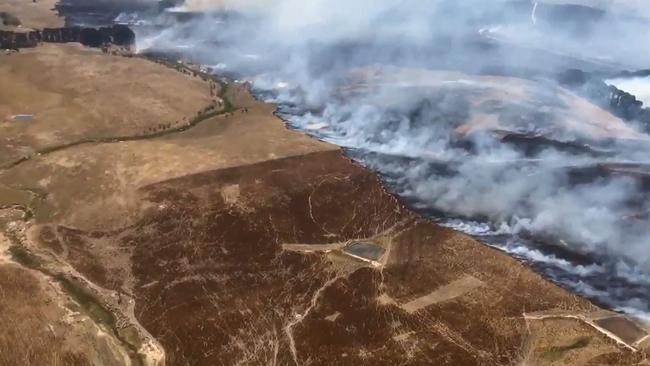 The Currandooley blaze seen from the air. Picture: NSWRFS