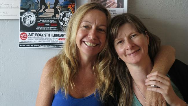 Leeann Mitchell (right) with her childhood friend Cindy Waldron, who was taken by a crocodile at Thornton Beach in the Daintree in 2016. Picture: Supplied.