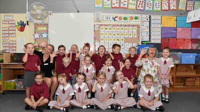 MY FIRST YEAR: Funny faces. Palmwoods State School Preps. Picture: Patrick Woods.