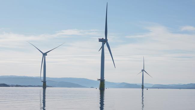 Wind-powered generators assembled at Gulen in Norway.