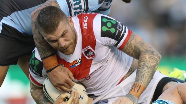 Josh Dugan was a star performer for the Dragons against the Sharks. Picture: Brett Costello