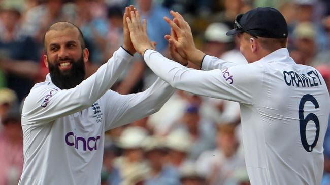 Ali picked up two key wickets for the hosts. (Photo by Geoff Caddick / AFP)