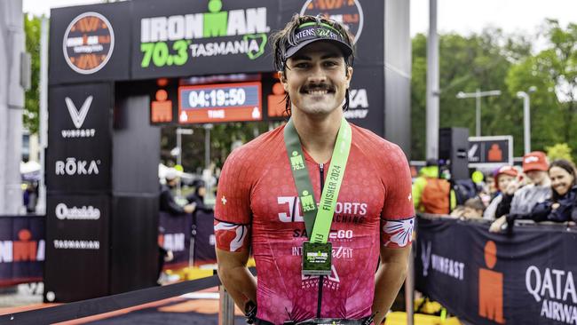 Triathlete Nick Thompson wins the Ironman 70.3 Tasmania in Hobart on Sunday 4th February 2024. Picture: Linda Higginson