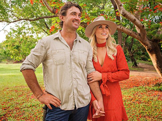 Matt Wright and Kaia Hammond at home in the Northern Territory. (Picture: Michael Franchi)