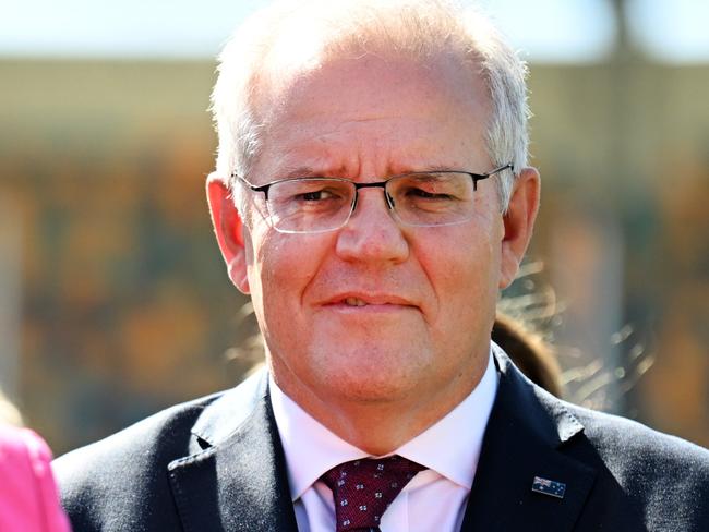 BRISBANE, AUSTRALIA - NewsWire Photos - MARCH 21, 2022.Prime Minister Scott Morrison and Queensland Premier Annastacia Palaszczuk announcing the SEQ City Deal at the Gabba Stadium in Brisbane.Picture: NCA NewsWire / Dan Peled