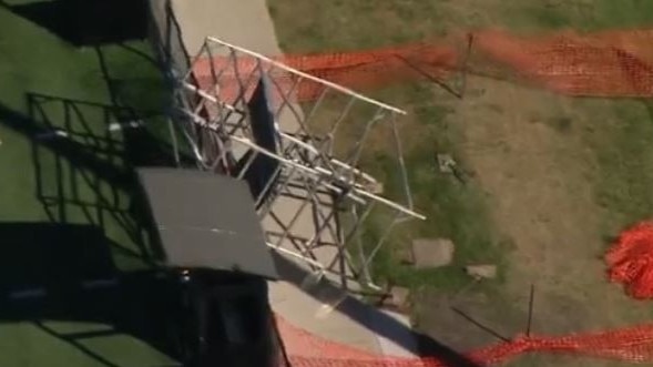 The man suffered serious head and chest injuries in the scaffolding collapse. Picture: 7 News